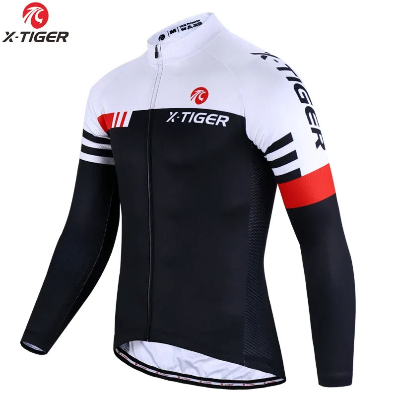 X-TIGER Top Qualität Radfahren Trikot 2025: Langarm MTB Fahrrad Polyester - Berg Fahrrad Sportbekleidung Atmungsaktiv Schnell Trocknend Schweißabweisend Taschen