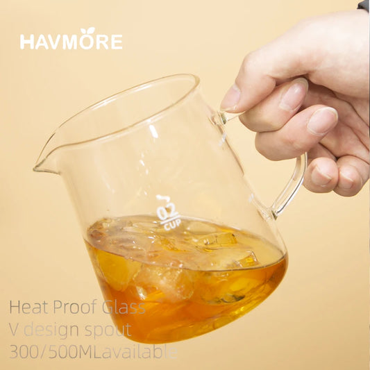 Glass Pour Over Coffee Server with Dot Scale Brewed Coffee Sharing PotHeat Resistant Hand Made Drip Coffee Pot 300ml/500ml