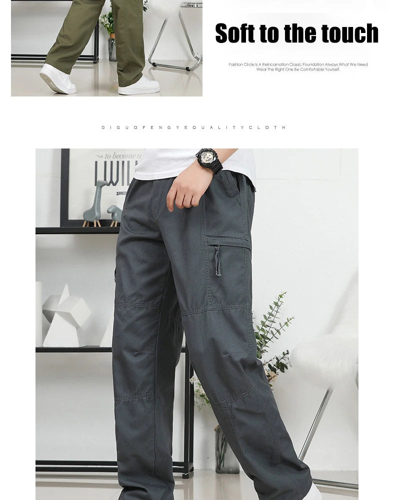 IPPOLICH Loose Fit Trousers Youth Workwear Pants New Cargo Pants Men's Loose Straight Oversize Clothing Men Casual Street Pants