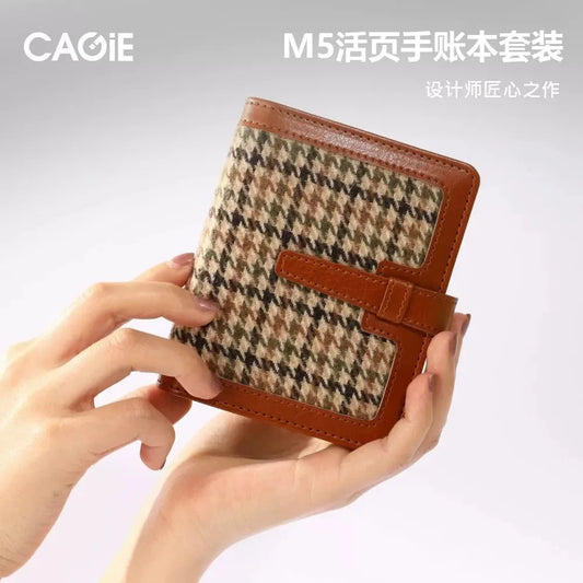 pu Leather Small Notebook Student Binder M5 Notepad Girls Portable Card Holder Simple Niche Design