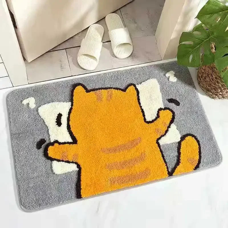 Bath Mats Cartoon Non-slip Absorbent Bathtub Embossed Kawaii Rug Shower Room Chenille Anti-slip Floor Mat Doormat Thickening New