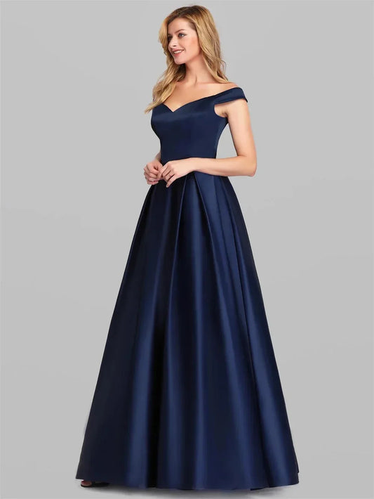 Elegant Women Evening Party Dress 2023 New in elegant V-neck High Waist Maxi Gowns Ladies Boutique Prom Quinceanera Dresses - Golden Bridge Store