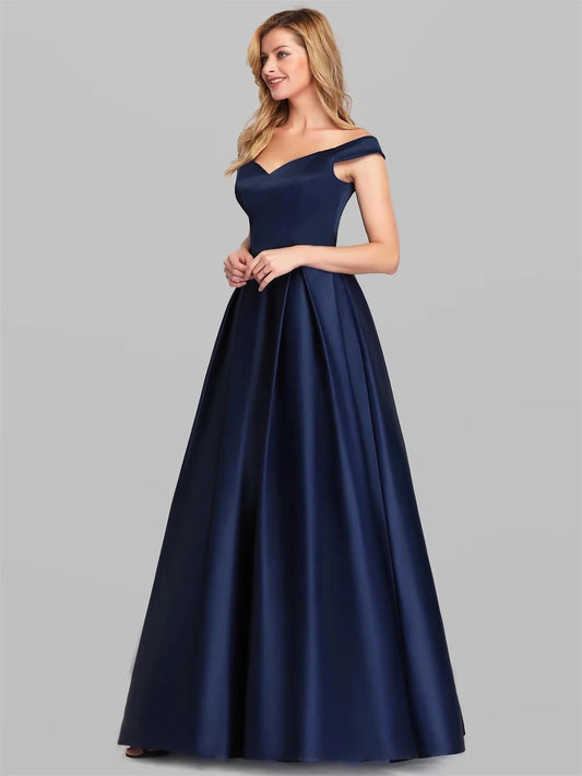 Elegant Women Evening Party Dress 2023 New in elegant V-neck High Waist Maxi Gowns Ladies Boutique Prom Quinceanera Dresses - Golden Bridge Store