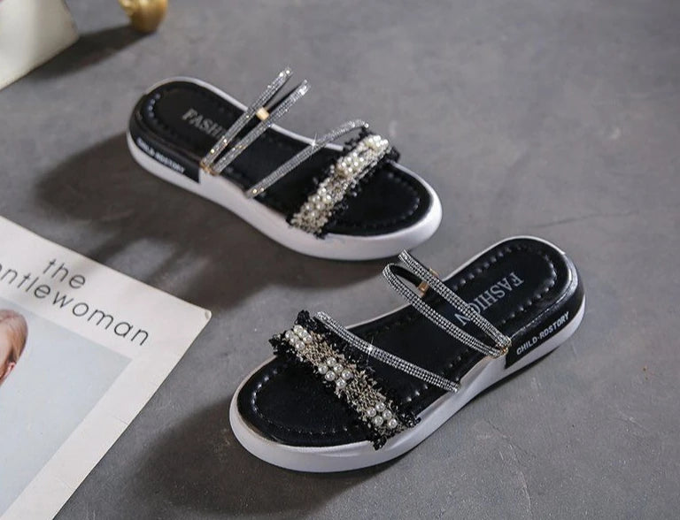 Perlen Damen Sandalen Platform Strass - Luxus Damen Schuhe Sommer Korea Designer - Die Besten 2025 Anti Rutsch Günstiger Preis