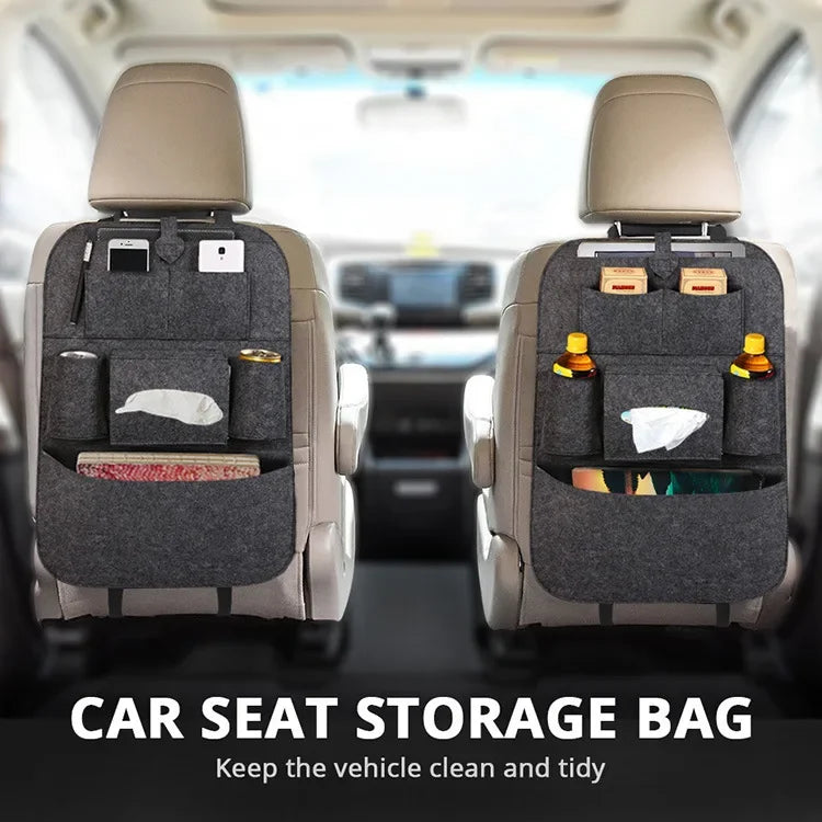 Universal Car Back Seat Storage Bag Organizer Trunk Elastic Felt Storage Bag 6 Pockets Organizer Hanging Car Accessories