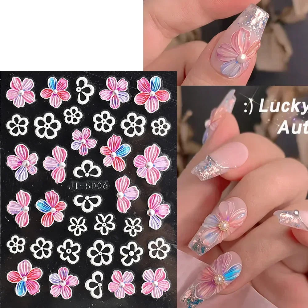Choice 5D Nagelsticker Cherry Blossom - 3D Gold 10er Set