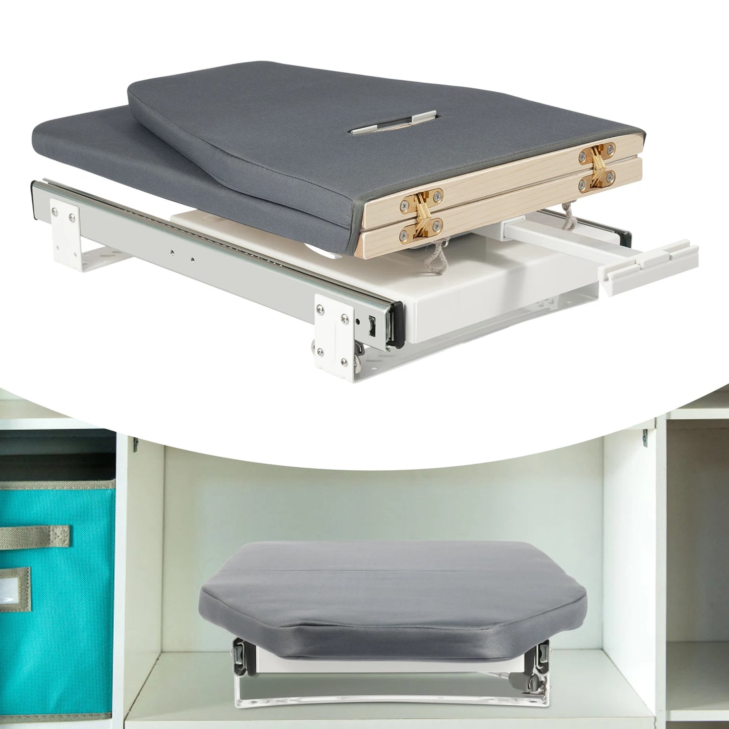 Faltbarer Bügelbrett-Schrank Grau 180 ° Rotation Pull-out Folding Für Verschiedene Kleidungsstücke
