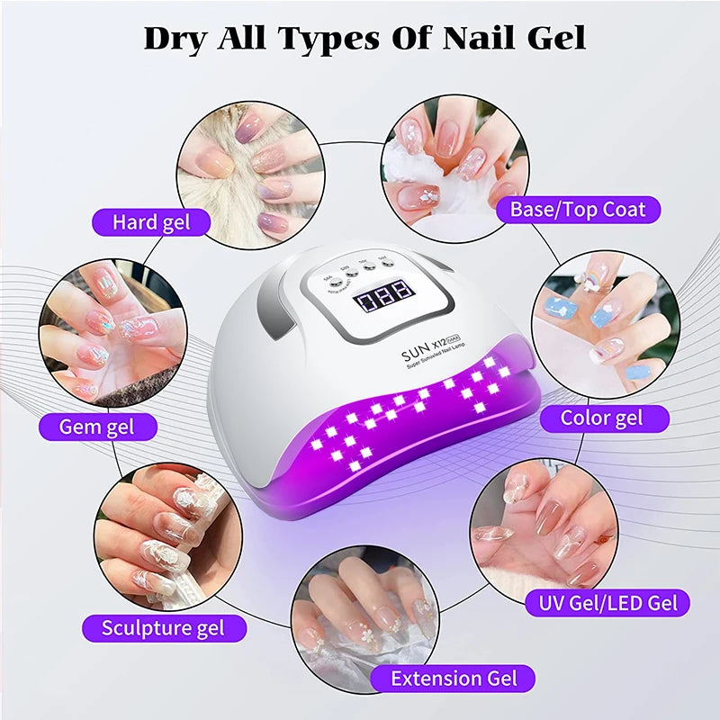 SUN X12 MAX UV LED Nail Lamp For Manicure 66 Led UV Lamp For Nails Gel Polish Dryer With Smart Sensor Professional Salon Tool