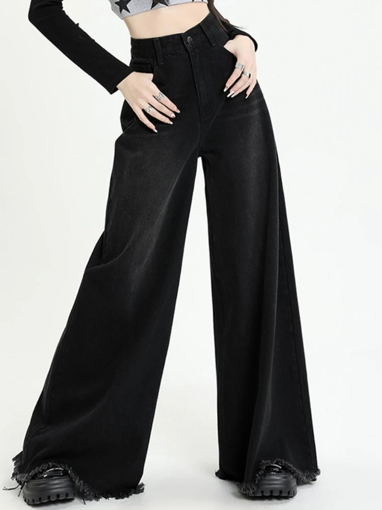 Jeans Women Leisure Streetwear Wide Leg Classic All-match Simple Holiday Retro Design Loose Spring Daily Students Ulzzang Ins