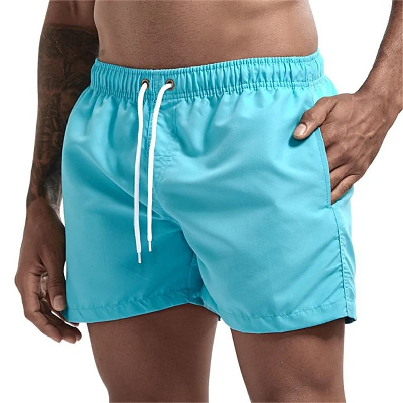 Herren Schwimmhose Taschen Mesh-Futter Schnelltrocknend Casual Board Shorts