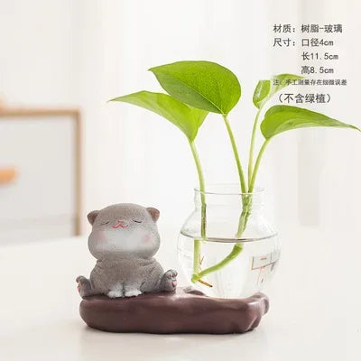 Creative Hydroponic Plant Vase Glass Transparent Container Dish Water Planting Flower Pot Living Room Decoration Decoration - Golden Bridge Store