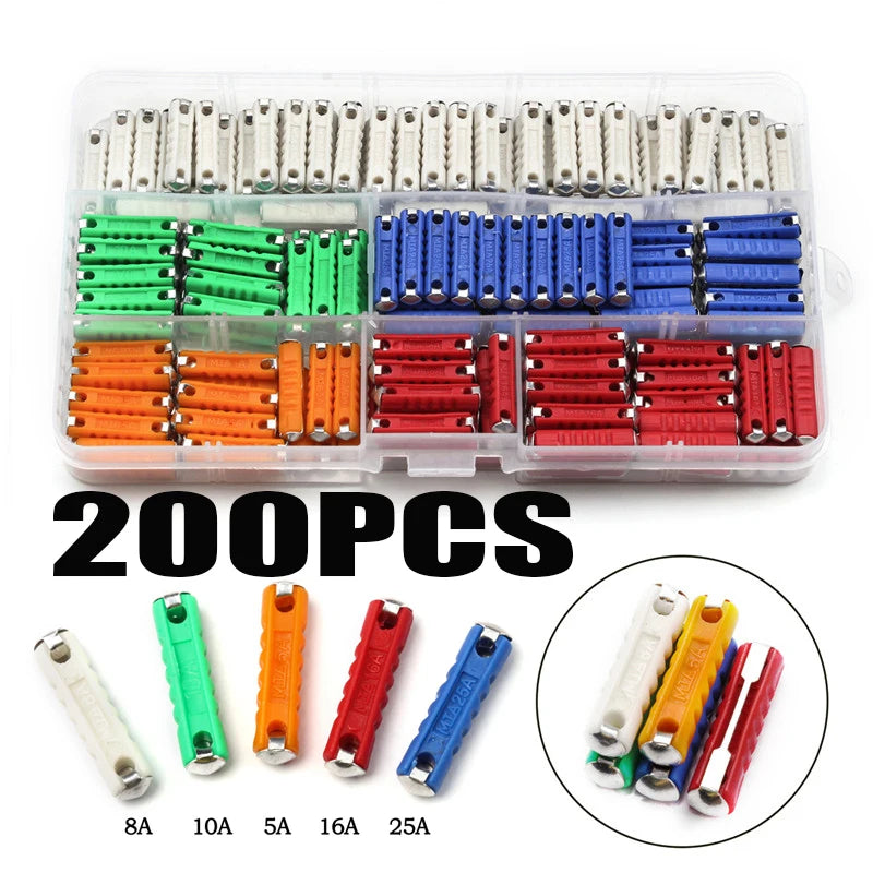 200PCS GBC European Automotive Fuse Set 5/8/10/16/30AMP 6mm Continental Car Blade Bakelite Auto Classic Car Fuse