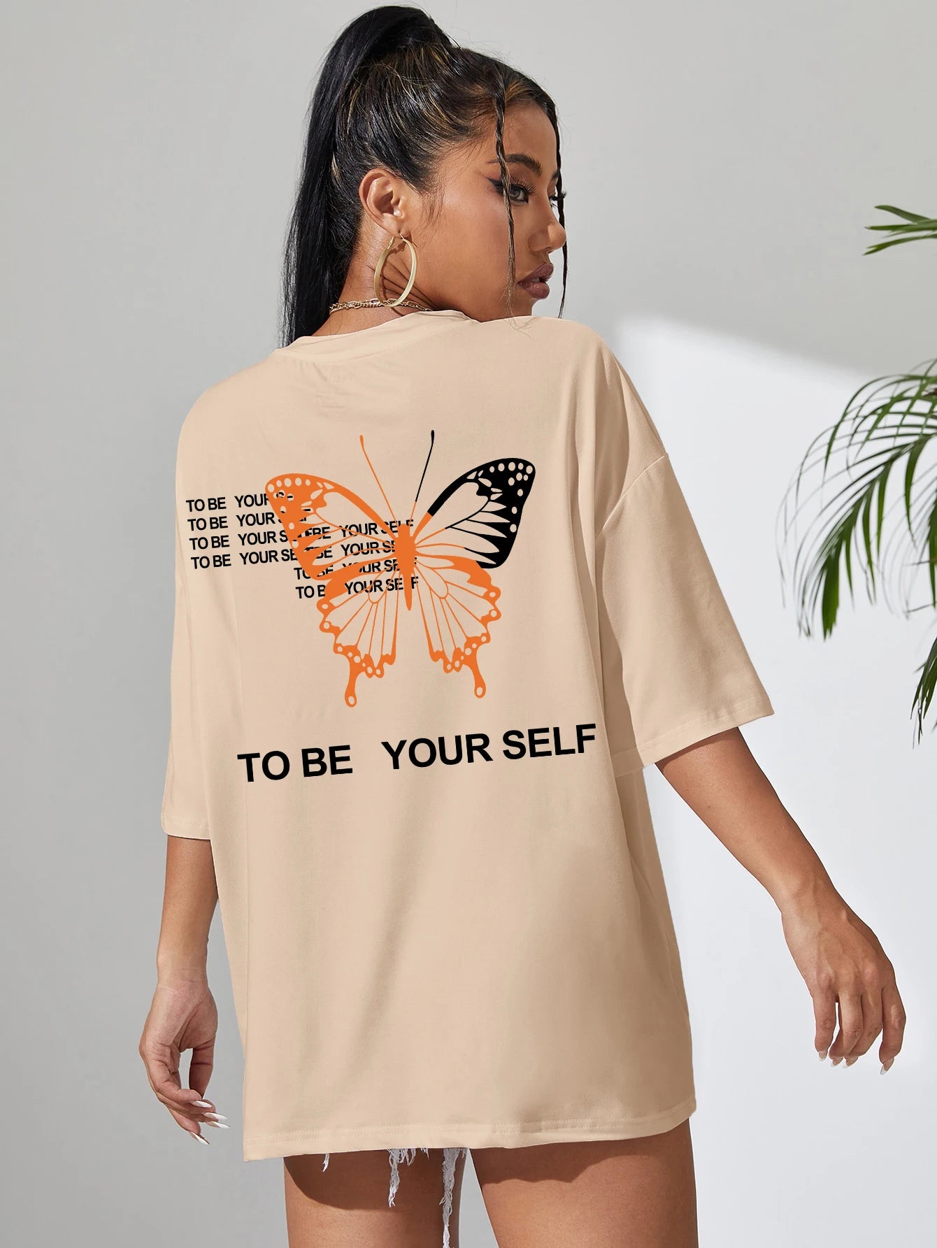 To Be Yourself Letter T-Shirts Women Street Funny Tshirt O-Neck Breathable Cotton Clothing Summer Fashion Casual T Shirt Female