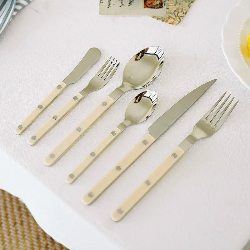 Fashion Korea Style Cutlery Set 18/10 Stainless Steel Creativity Gift Flatware Colorful Handle 304 Knife Fork Spoon
