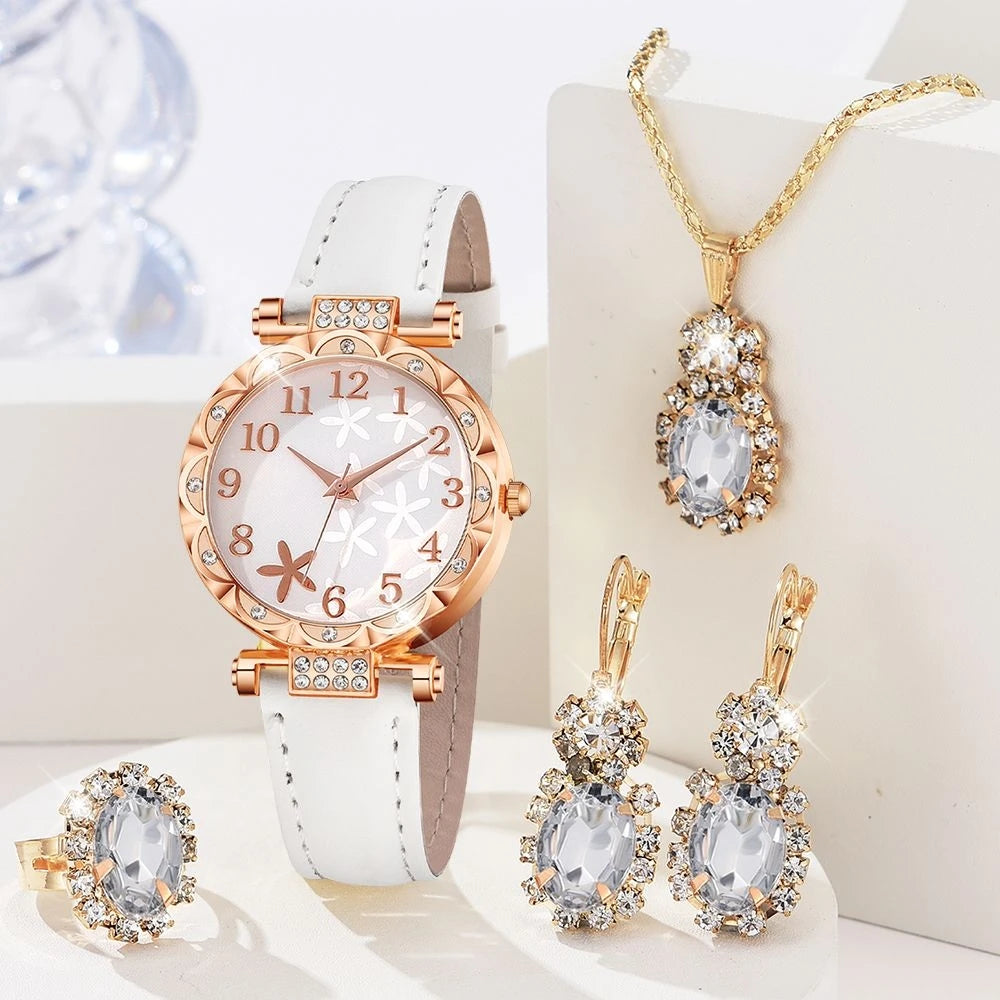 Frauen Uhren 5 Stück Set 2025 - Luxus Strass Frauen Fashion Elegant - Armbanduhr Quarz Uhr Mädchen Armband Geschenk