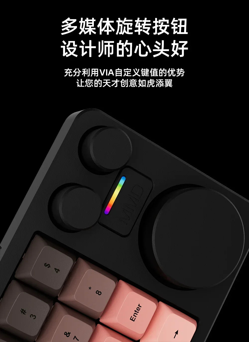 Mini-Tastatur 2025: MMD KM16-Pro Aluminum-Alloy - Tri-Mode Three-Knob Custom Collection