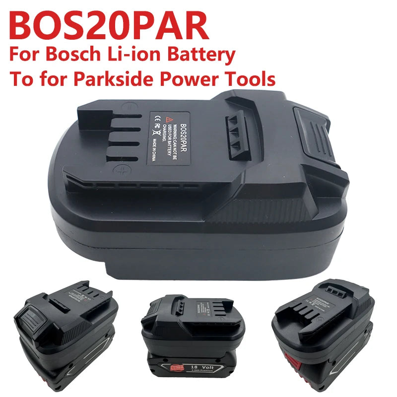 BOS20PAR Battery Converter Adapter For Bosch 18V To Lidl Parkside X20V Li-Ion Battery For Parkside Cordless Drill Tool Parts