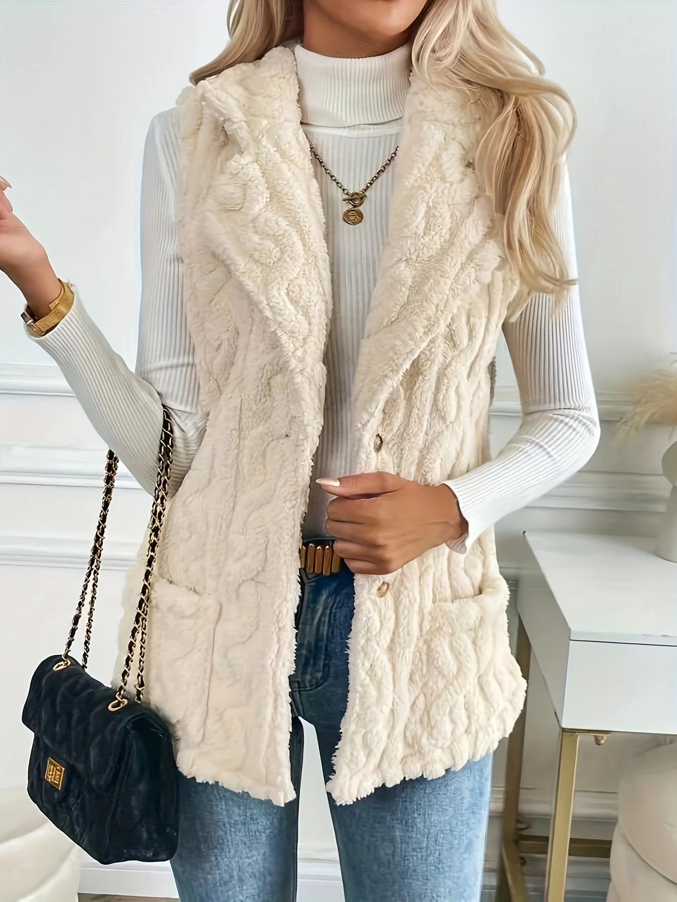 VigoCasey Weste Plüsch - Größe M Polyester Reißverschluss