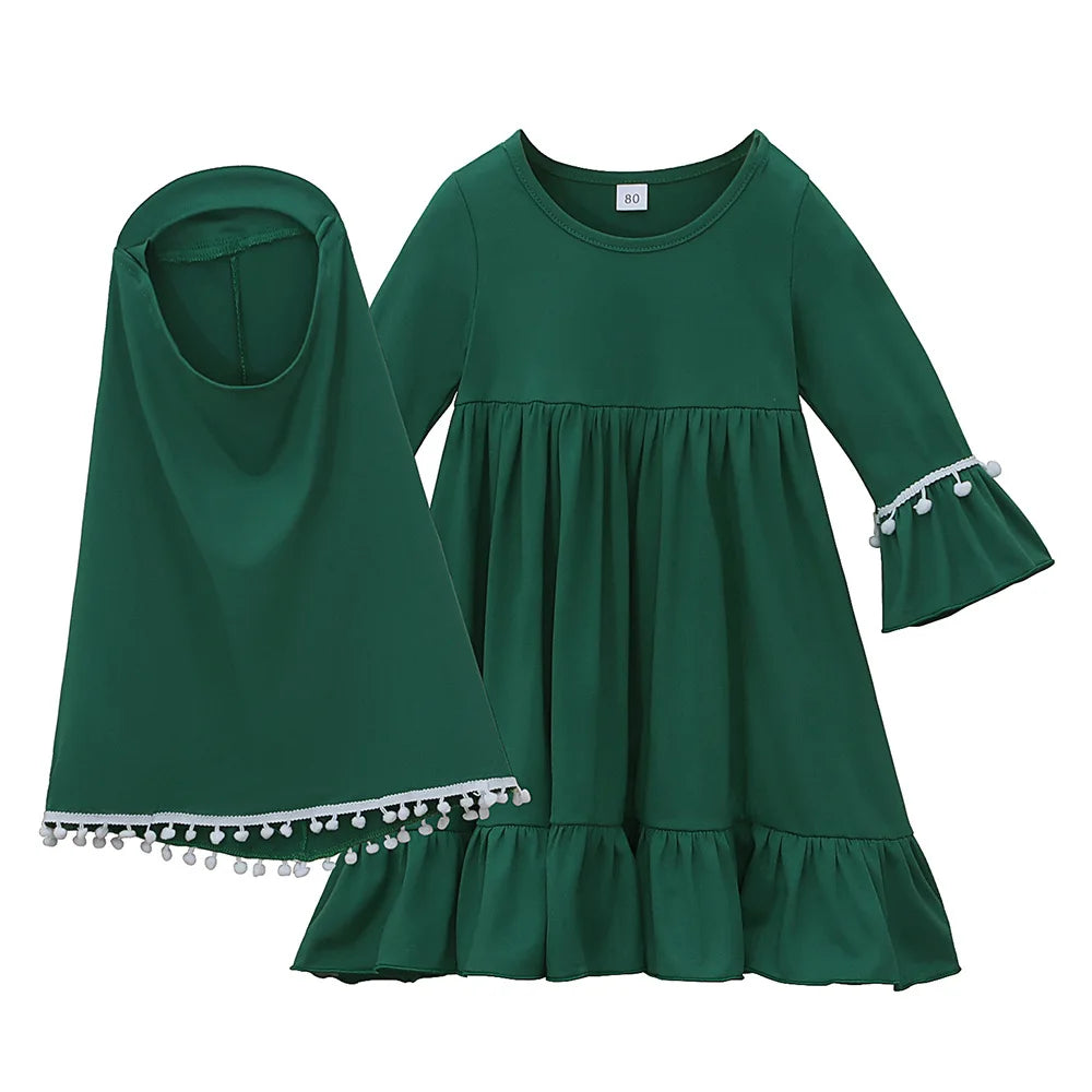 Henan EHF046 Mädchen Hijab Set Überkopf Schal - 2 Stk 110