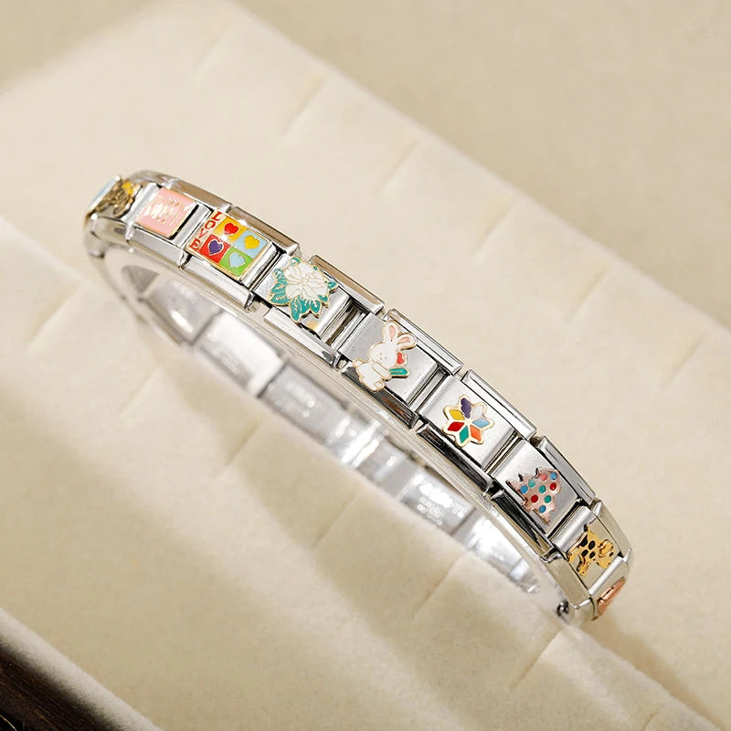 Hapiship Original Gänseblümchen Pferd Liebe Schmetterling Mama Hund Motorrad Elefant Charm für Armband Edelstahl Schmuck Herstellung DJ003