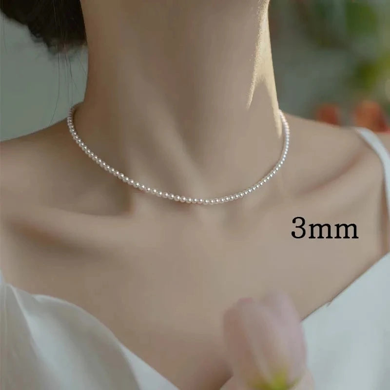 Colier tip choker cu perle Sharelucky - perle de 2-3 mm, aliaj de zinc