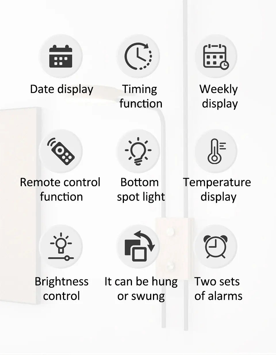 Wanduhr 2025: Large Digital Wall Clock with Ambient Light Remote Control - Temp Week Display 12/24H 2-Alarms Brightness Adjustable LED Clocks Collection