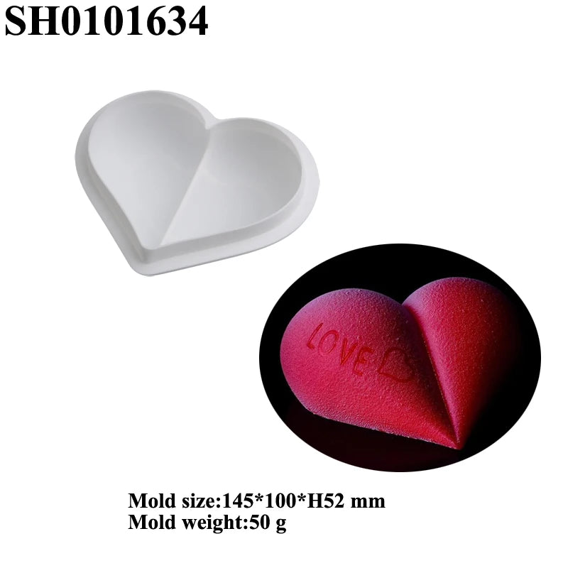 Romantic Heart or Rose Design Silicone Cake Molds Valentine's Day Mousse Cake Mold Kitchen Bakeware Dessert Decorating Tools