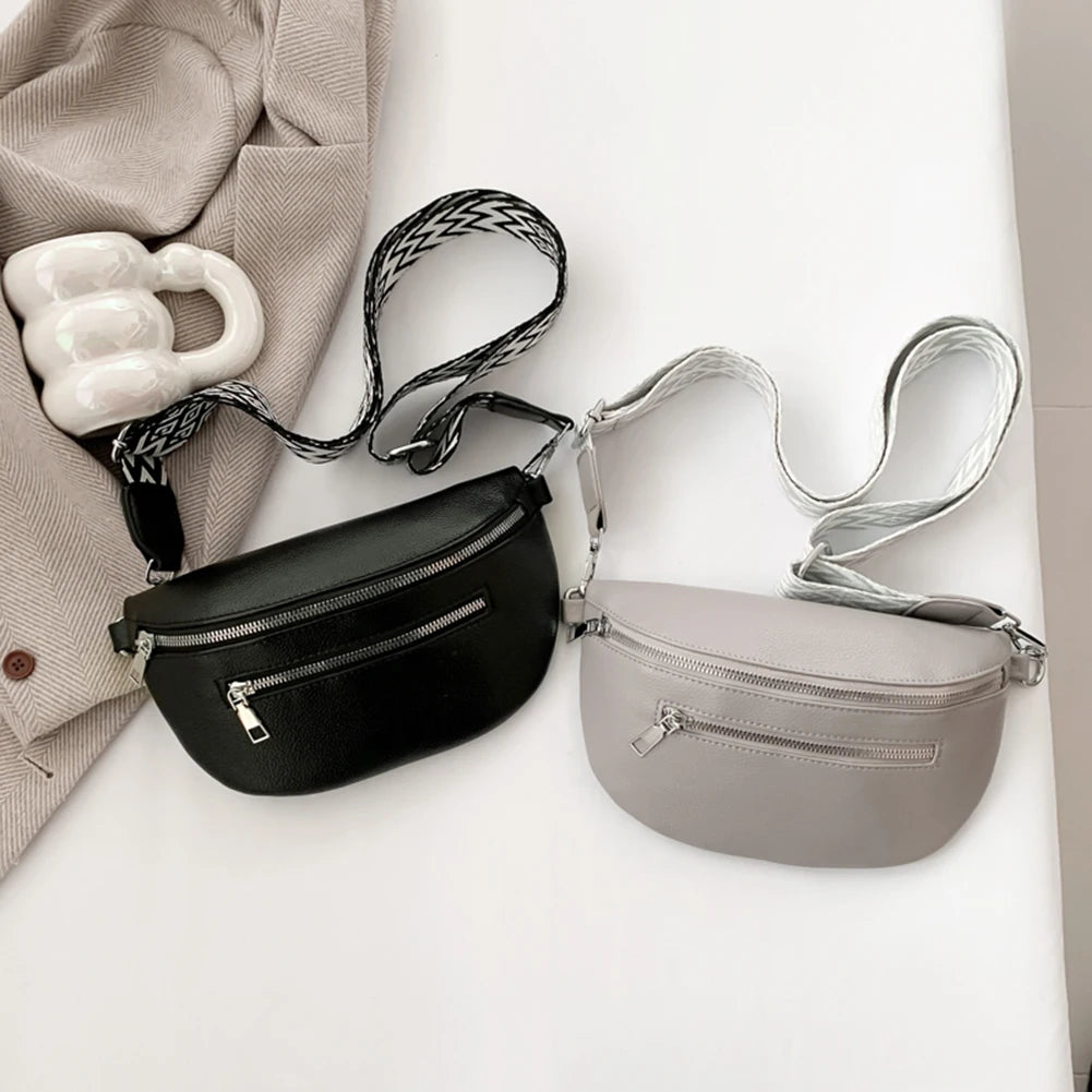 Women Stylish Crossbody Bag with Wide Strap Fashion Sling Bag Multi-pocket Coin Phone Purse Travel Outdoor Bag