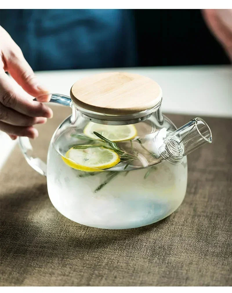 Borosil Teekanne Hitzebeständig - 1,8L Glas Transparent18cm