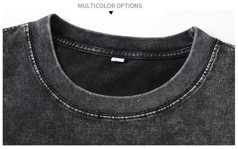 Men's Washed Vintage T-Shirts Street Hip Hop Retro Punk T Shirt women Harajuku Casual Cotton Short Sleeve Acid Wash TShirts top