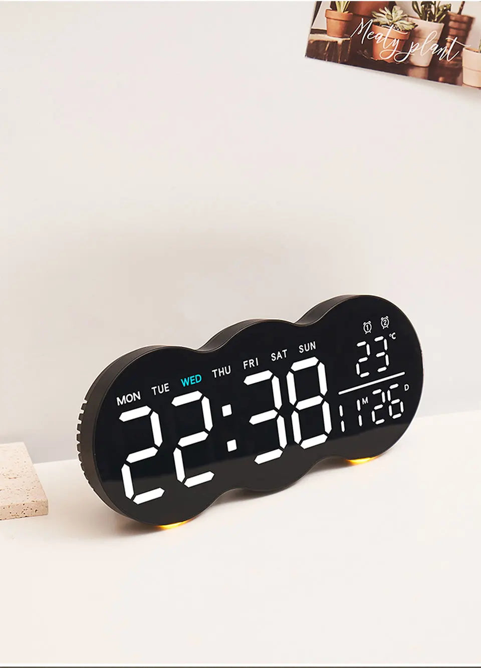 Wanduhr 2025: Large Digital Wall Clock with Ambient Light Remote Control - Temp Week Display 12/24H 2-Alarms Brightness Adjustable LED Clocks Collection