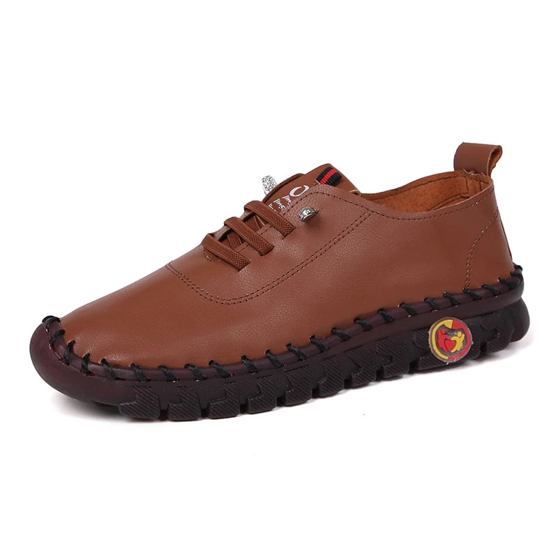 Sneakers Women Shoes Loafers Lace Up Leather Flat New Spring Ladies Casual Shoes Outdoor Travel and Walking Women Shoes