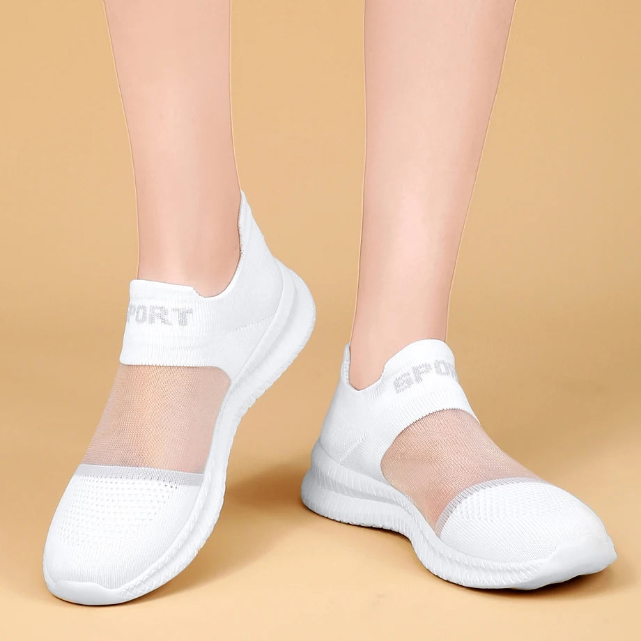 New Outdoor Summer Sneakers Female Walking Jogging Trainers Hollow White Sport Shoes Woman Air Cushion Running Shoes for Women