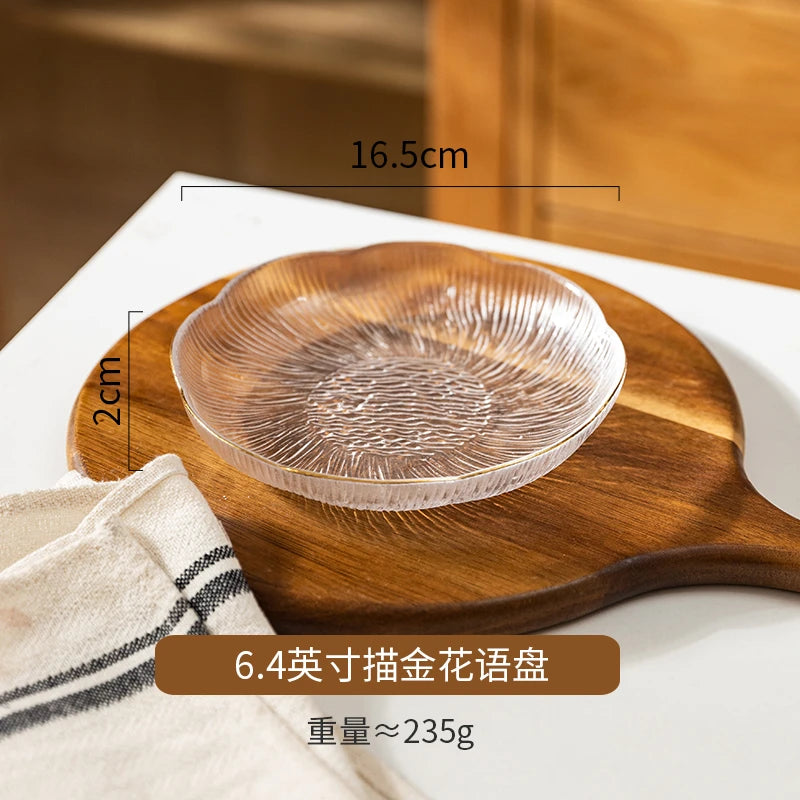 Luxus Glas Geschirr Set Haushalt Küche Zubehör Teller Und Schüssel Modern Hohe Beauty Dessert Schüssel Dim Sum Snack Teller