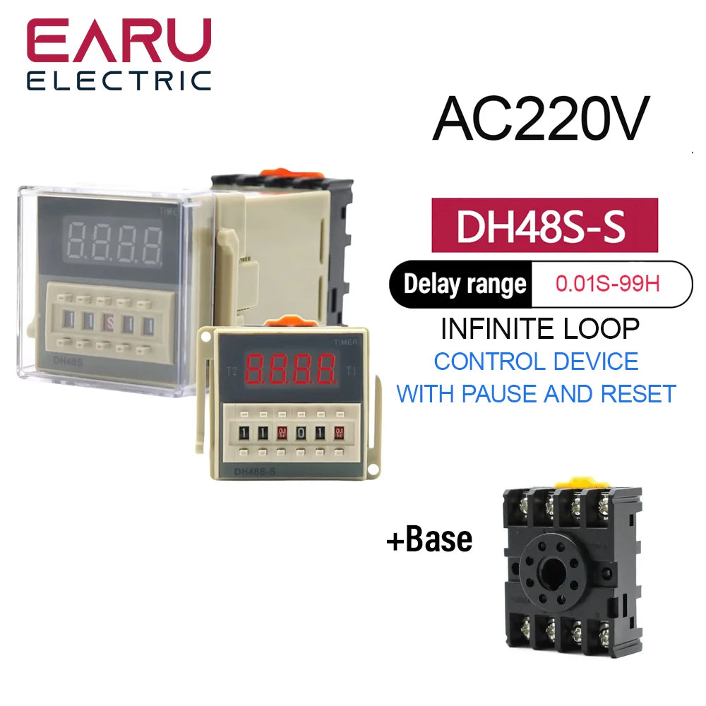 DH48S-S Zeitrelais 0,1s-99h - Programmierbare Zeitschaltuhr AC/DC mit DIN-Schiene