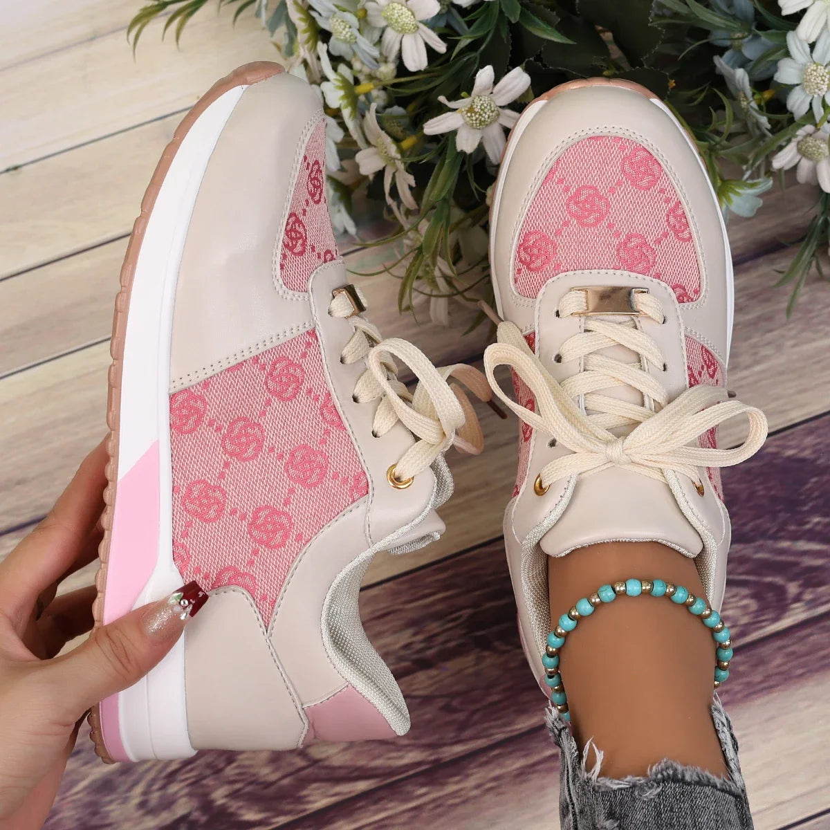 Women Sneakers 2024 Spring Autumn Fashion New Sneaker Luxury Brand Women's Lace Up Comfortable Plus Size Shoes Zapatos De Mujer