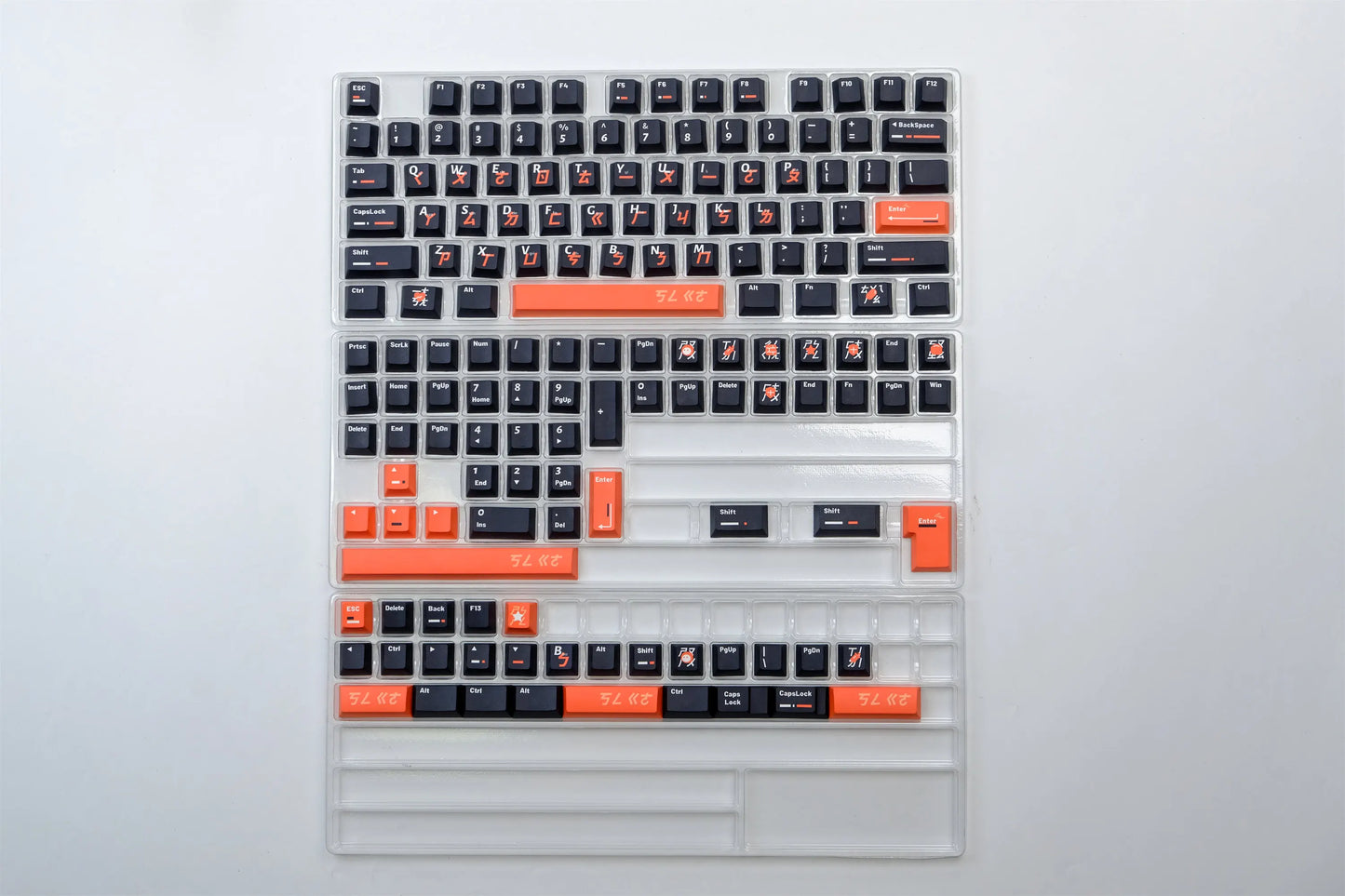 GMK Keycaps 2025 - Black-Orange Phonetic 151-Tasten - PBT Cherry DYE-SUB Mechanical Keyboard Collection