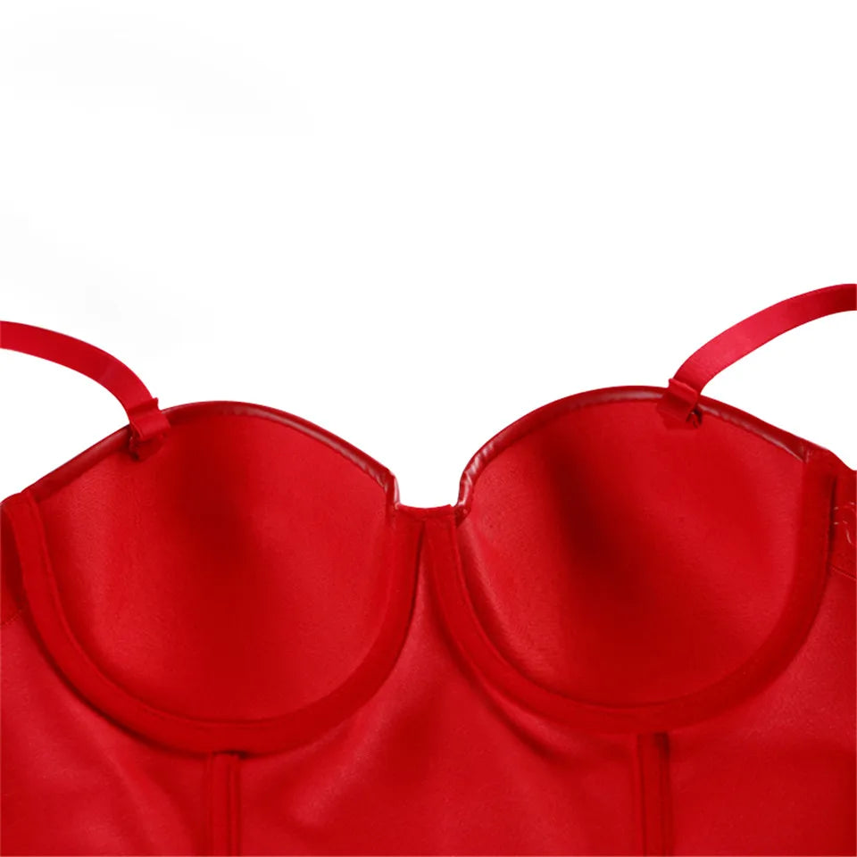 Wechery Frauen Lederkorsett Oben Crop Bustier Gothic Bra Verbesserte Unterstützung Bodice Elegant Dessous Corselet Party Kurz Camis Plus Size 6XL