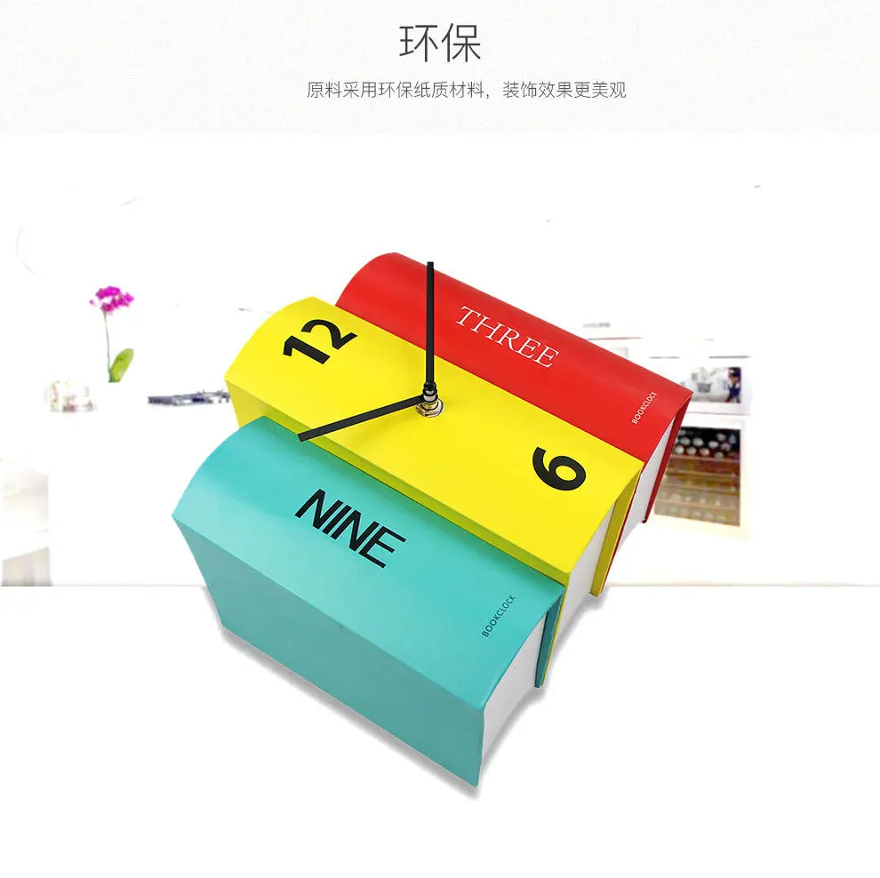 Creative Fake Books Decoration Simple Desk Clock Silent Quartz Clock Desk Clock Children's Alarm Clock Student Desk Clock