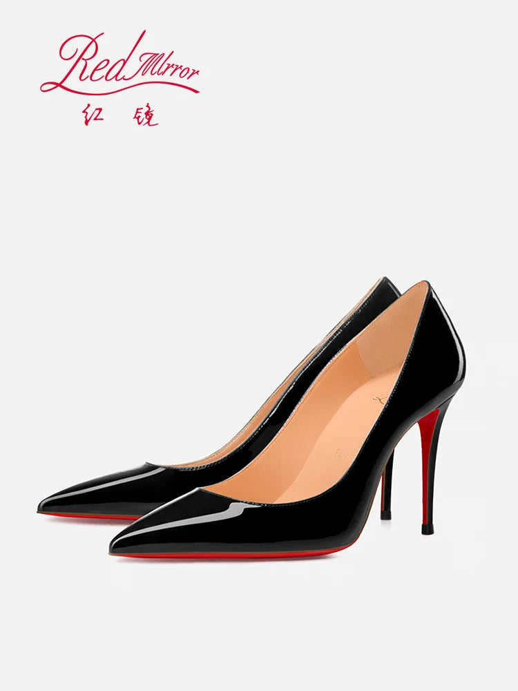 Women's elegant high heel shoes Luxury Brand Black Women heels shoes woman 2025 trend Red Shiny Bottoms Pointed Toe Sexy Pumps