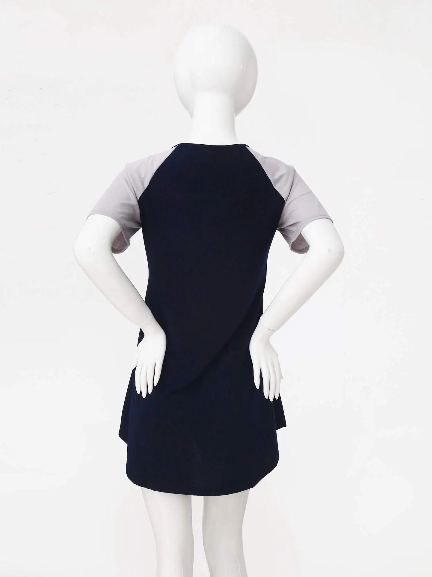 Schwangere Frauen Kurz Ärmel Casual Kleid 2025 - Rund Hals Knopf Verschluss Patchwork - Locker Stillen Kleider Mutterschaft Kostüm