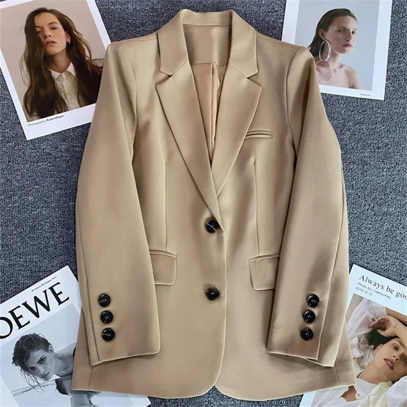 Elegant Office Lady Blazers for Women 2024 Fashion Long Sleeve Single Button Blazer Coats Female Top Suit Jackets Outerwears