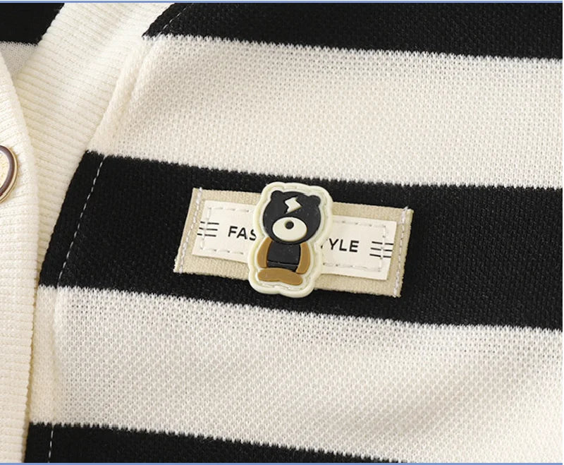 XJYIYUANLCCN Gestreifte Strickjacke - Größe 1-10 Jahre, Weiche Wolle, V-Ausschnitt