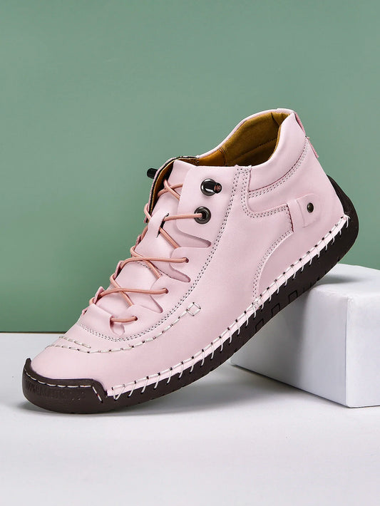 Pantofi sport pentru femei, pantofi sport din piele, cusut manual, cu platformă, mocasini, respirabili, cu platforma, pantofi sport, mărime mare, model nou