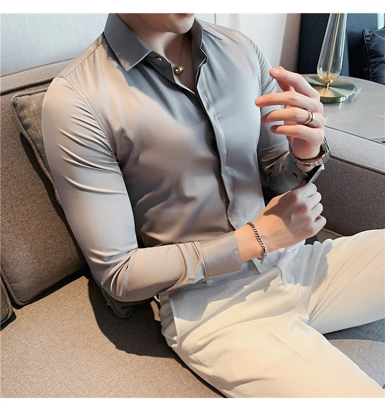 8Farben SlimFit Langarmhemd - Gr. M-L, Feiner Stoff