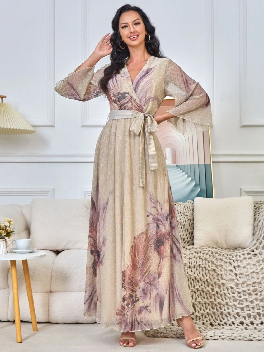 Rochie de seară elegantă cu decolteu în V pentru femei, linie A, pentru petrecere, personalizată în Dubai, caftan, pentru ocazii speciale, în stoc, rochie de bal casual