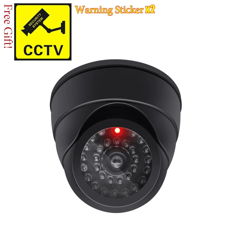 Attrappe-Kamera 2025: Creative Black Plastic Dome CCTV - Flashing LED Fake Camera AA Battery Collection