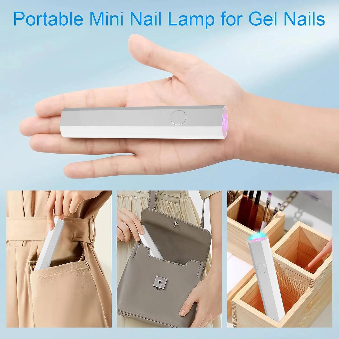 YIKOOLIN Mini UV Light Cure Nails Lamp for Gel Nails LED Nail Lamp for Gel Polish Manicure USB Nail Dryer for Fast Curing