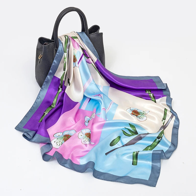 SENAIFE Satin-Schal Elegant - 90x90cm Polyester Leicht