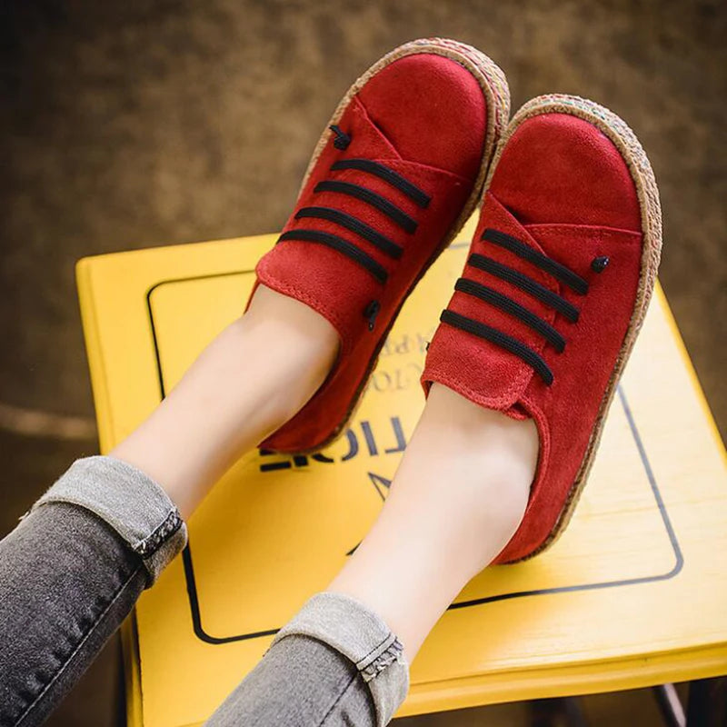 Frauen Schuhe Flachboden Schnürsenkel Loafers Damen Neuem Herbst Casual Outdoor Lazy Schuhe Komfortabel Leicht Solid Color Flat Schuhe